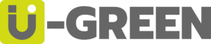 U-GREEN logo, featuring a green and gray color scheme, relevant to branding and marketing for 3D simulator services.